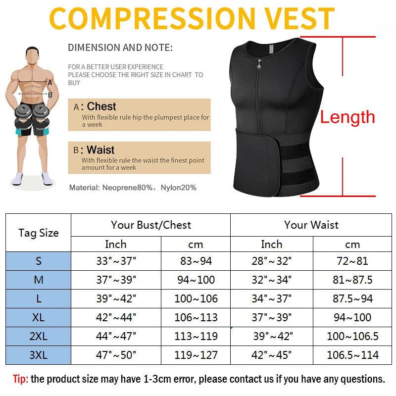 Men Body Shaper Waist Trainer Vest Slimming Shirt Sauna Sweat Vest Compression Undershirt Shapewear Fat Burner Workout Tank Tops