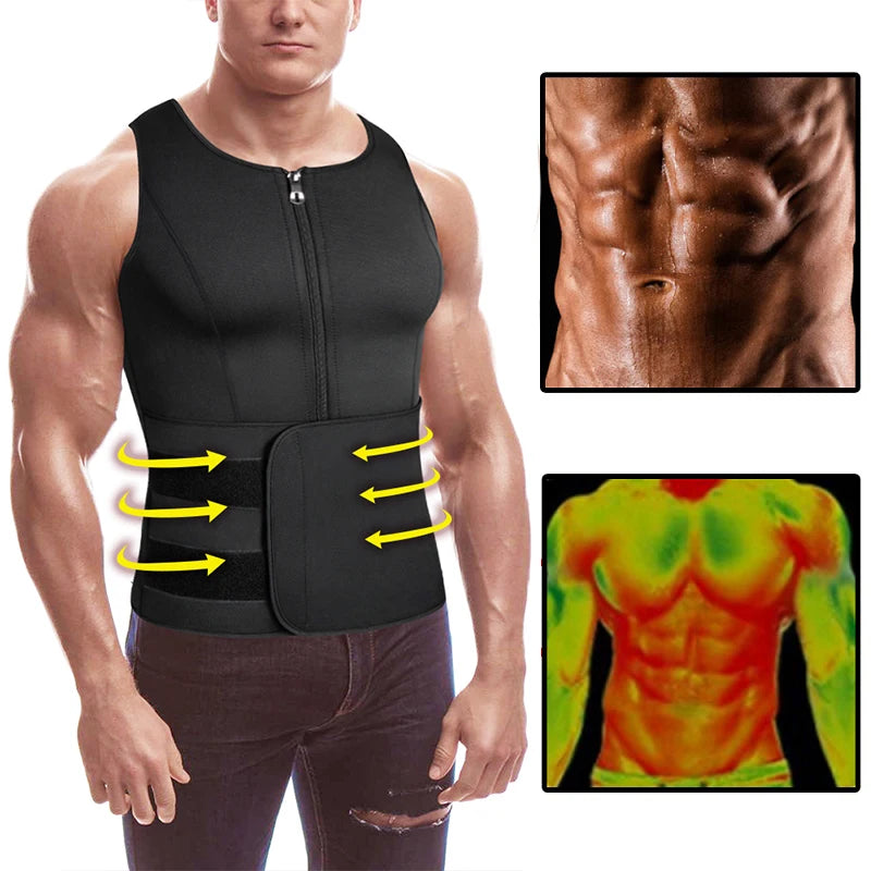 Men Body Shaper Waist Trainer Vest Slimming Shirt Sauna Sweat Vest Compression Undershirt Shapewear Fat Burner Workout Tank Tops