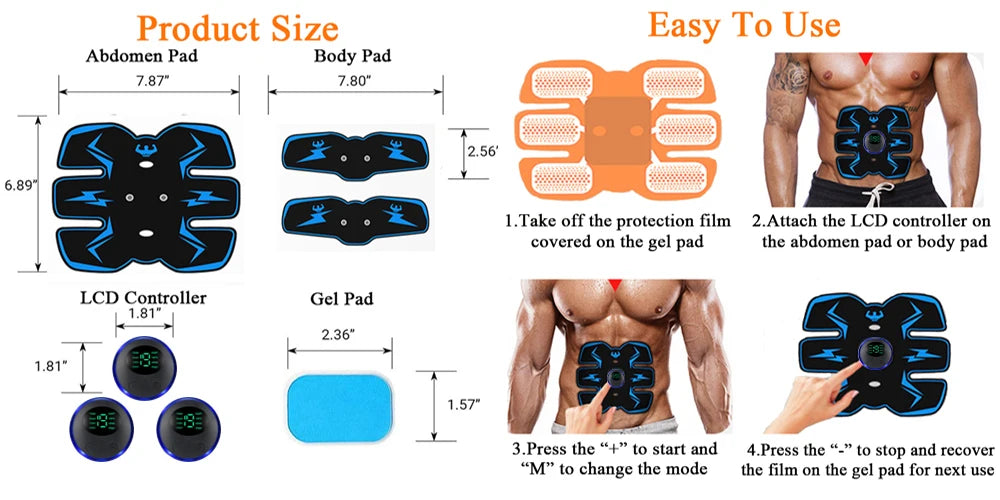 Remote Controller EMS Muscle Stimulator Smart Electric Fitness Abdominal Training Weight Loss Stickers Body Slimming Massager